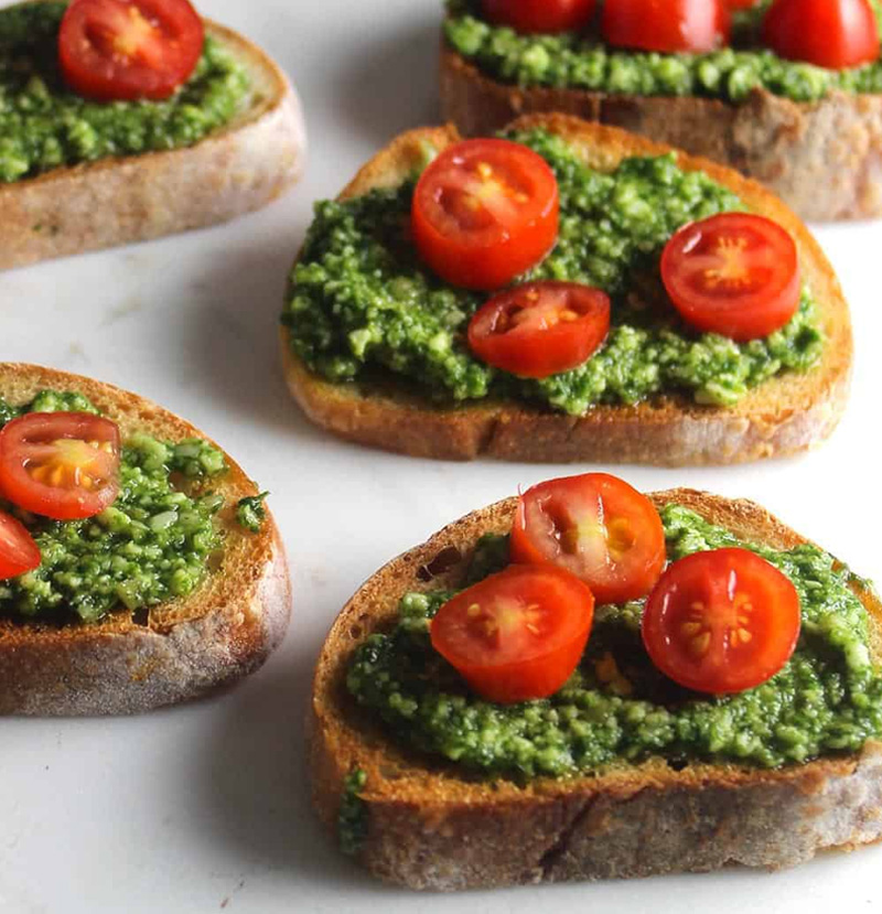 Glory Greens Pesto Crostini
